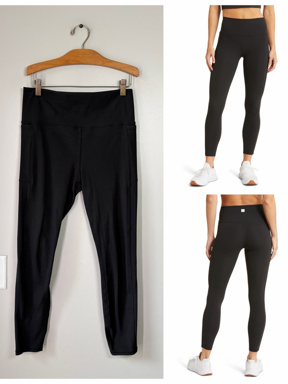 Vuori Black Studio Pocket Cropped Leggings Athletic Workout Athleisure Casual